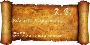 Kégli Vincencia névjegykártya